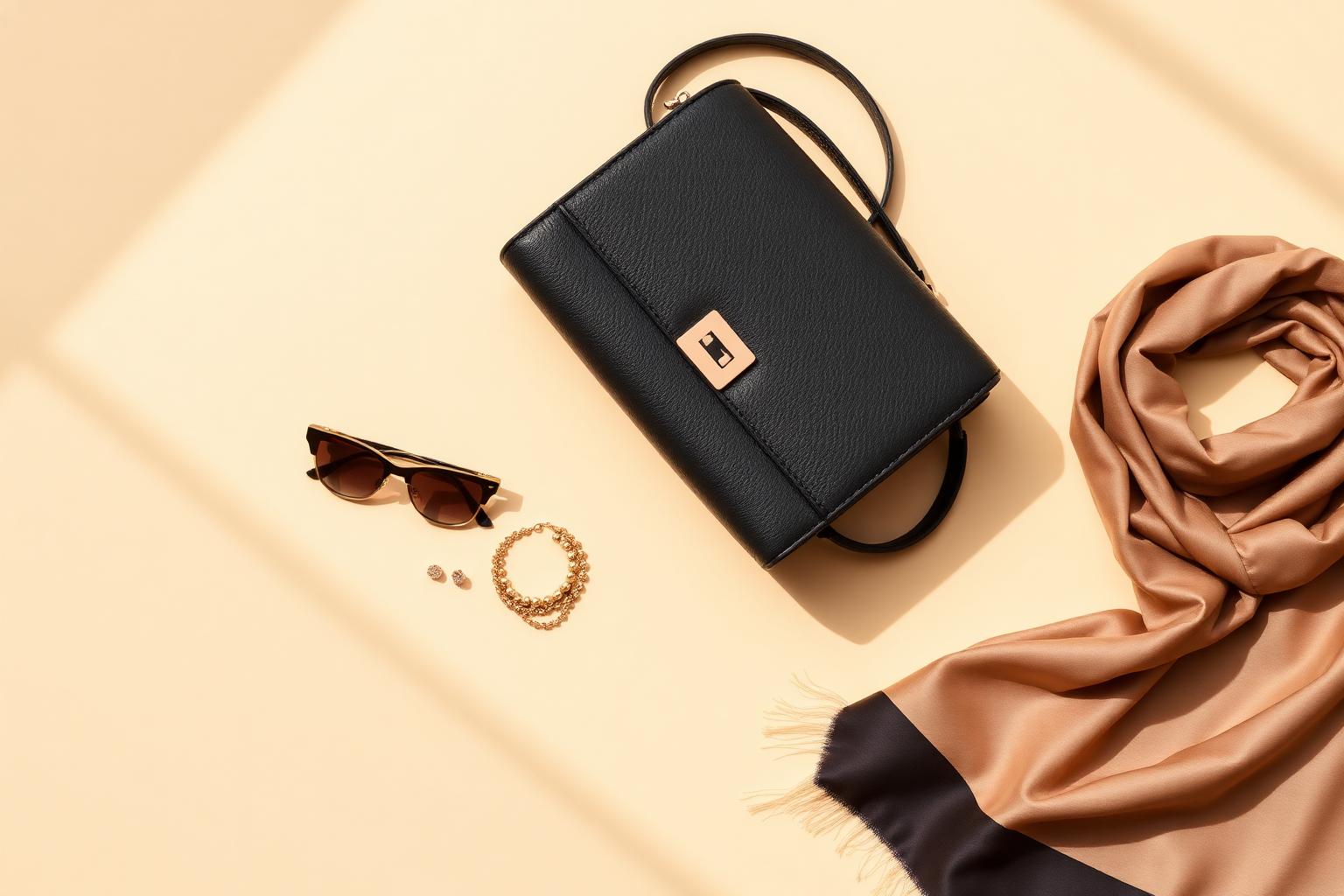 Luxury accessories flat lay